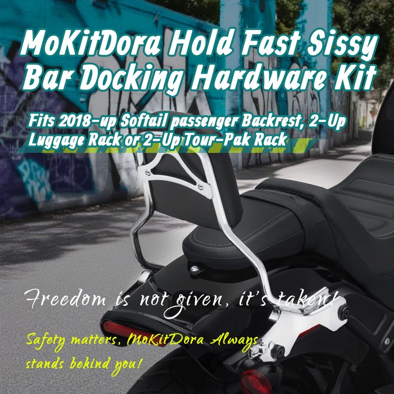 MoKitDora Hold Fast Sissy Bar Docking Hardware Kit for Harley 2018-later Softail Fat Boy FLFB  FLFBS  FXBR FXBRS FLDE  FLHC  FLHCS  Slim FLSL  FXBB  FXFBS  FLSB  FXLR  FXLRS and FXST Models  Black - Image 2